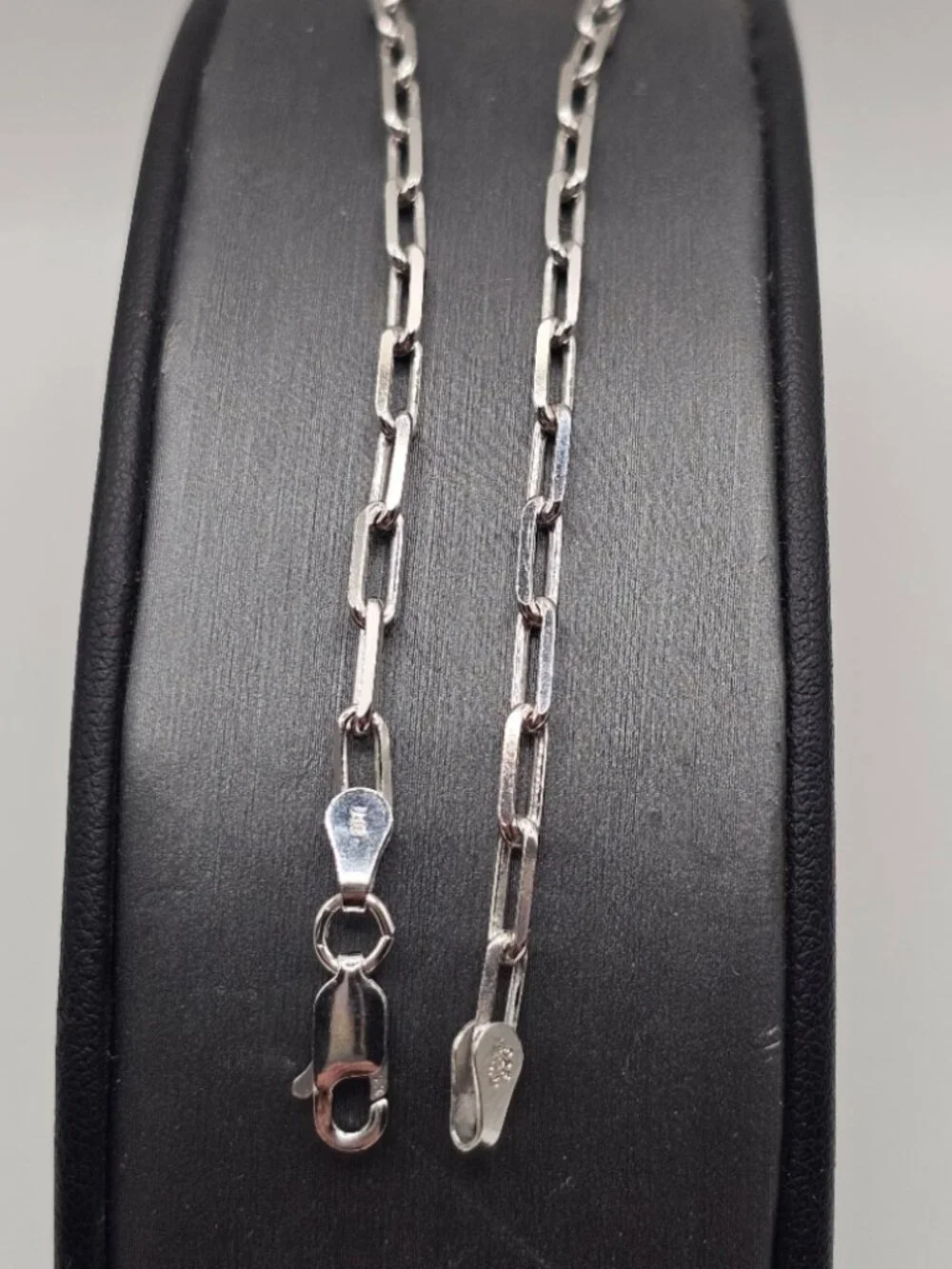 Sterling Silver 925 Rhodium Plated Paperclip Bracelet 2.8mm 8 inches